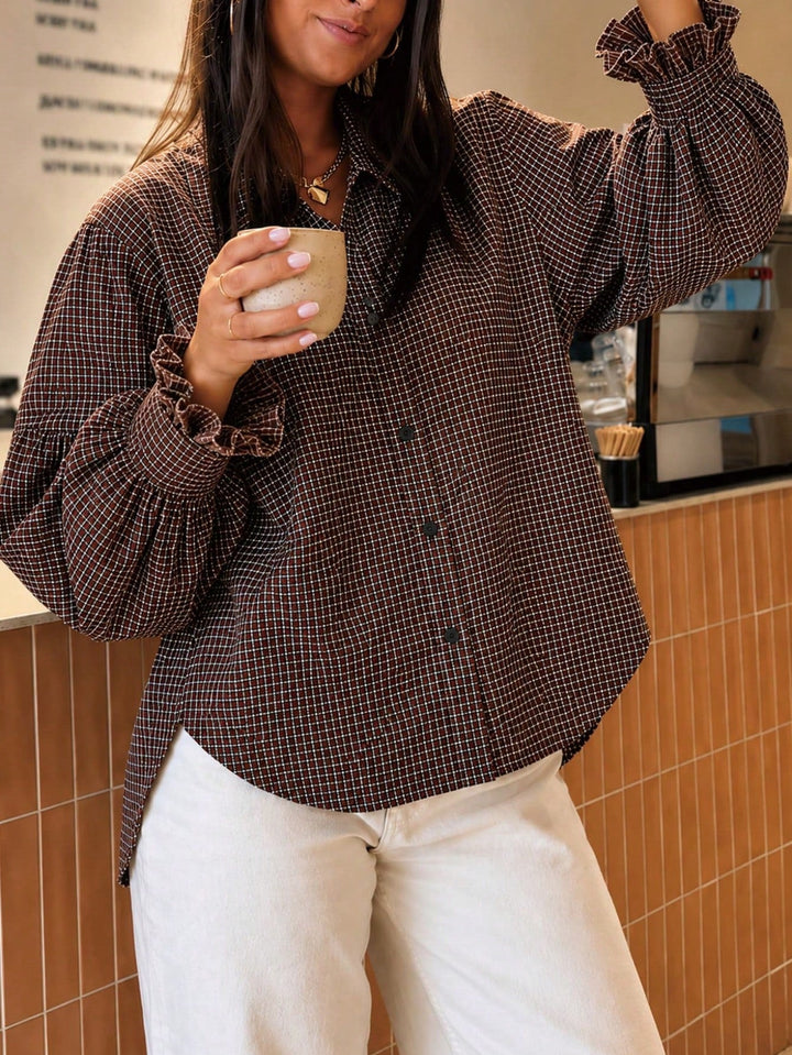Women's Balloon Sleeve Blouse - Elegant and Flowing