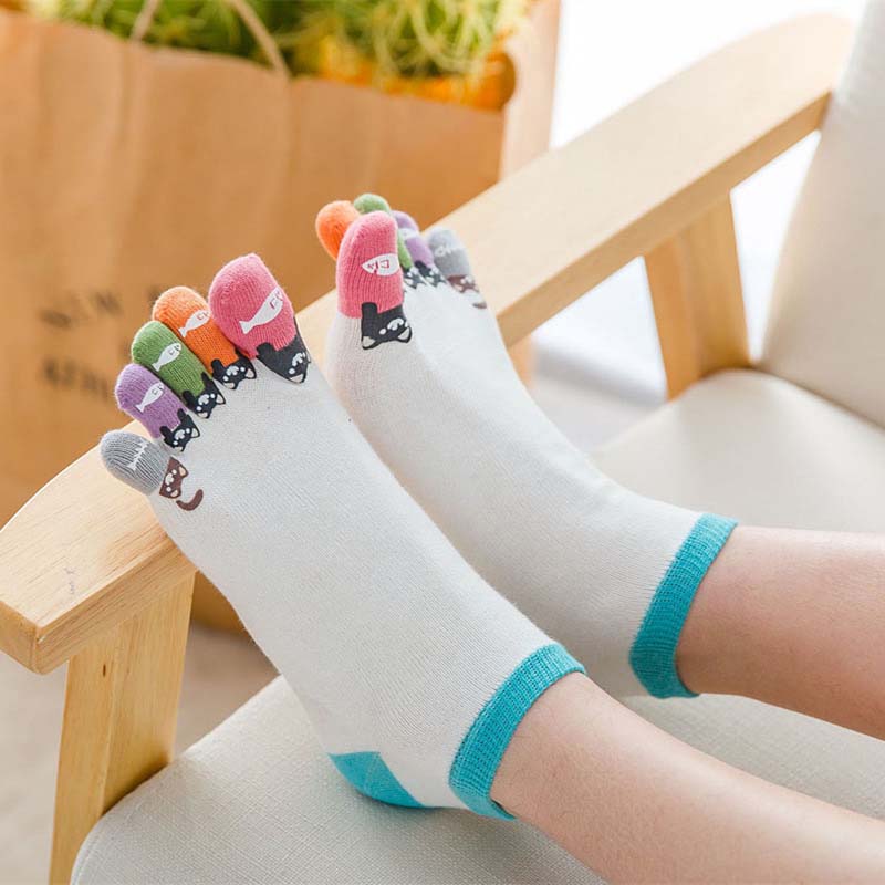 Cartoon Five-Toe Socks