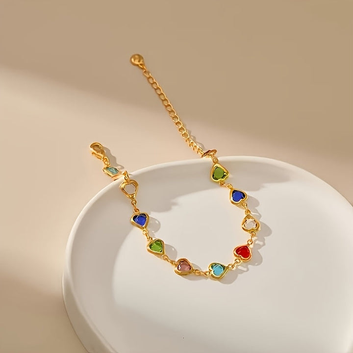 Gail Stylish Multicolor Heart Shape Bracelet, view 6 - Elena Harper
