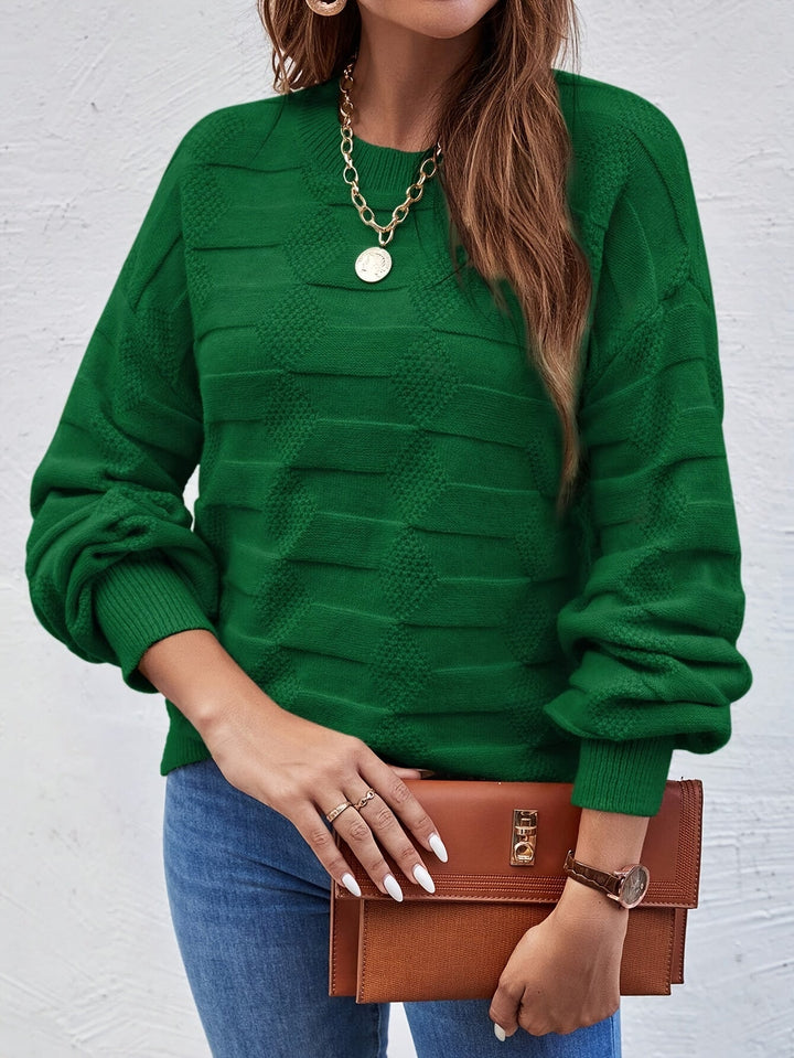 Annastina Casual Long Sleeve Sweater with Round Neck, view 6 - Elena Harper