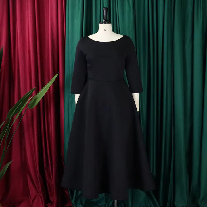 Felicia | Women's Simple Midi Dress with Round Neck