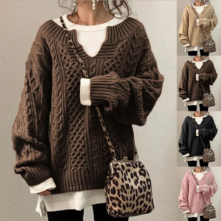 Thick Women's Cable Knit Sweater - Warm and Casual