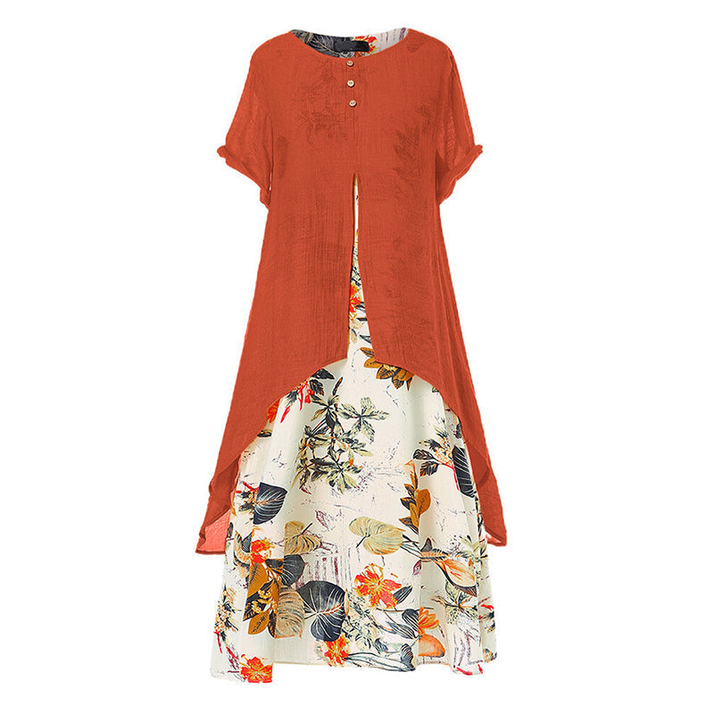 Layered Floral Print Women's Dress