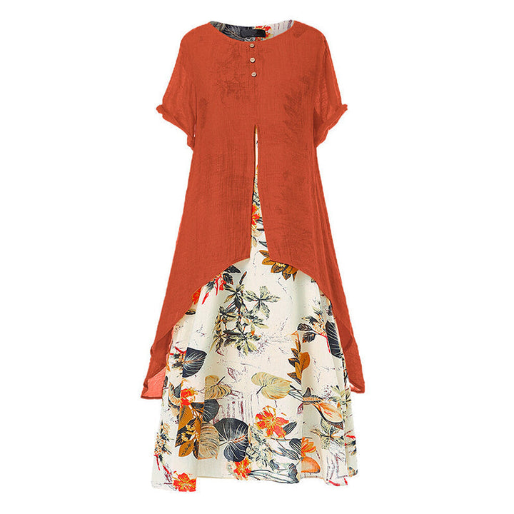 Layered Floral Print Women's Dress