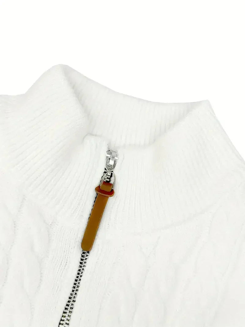 Brit & Boho™️ | Viscose Blend Knit Quarter Zip