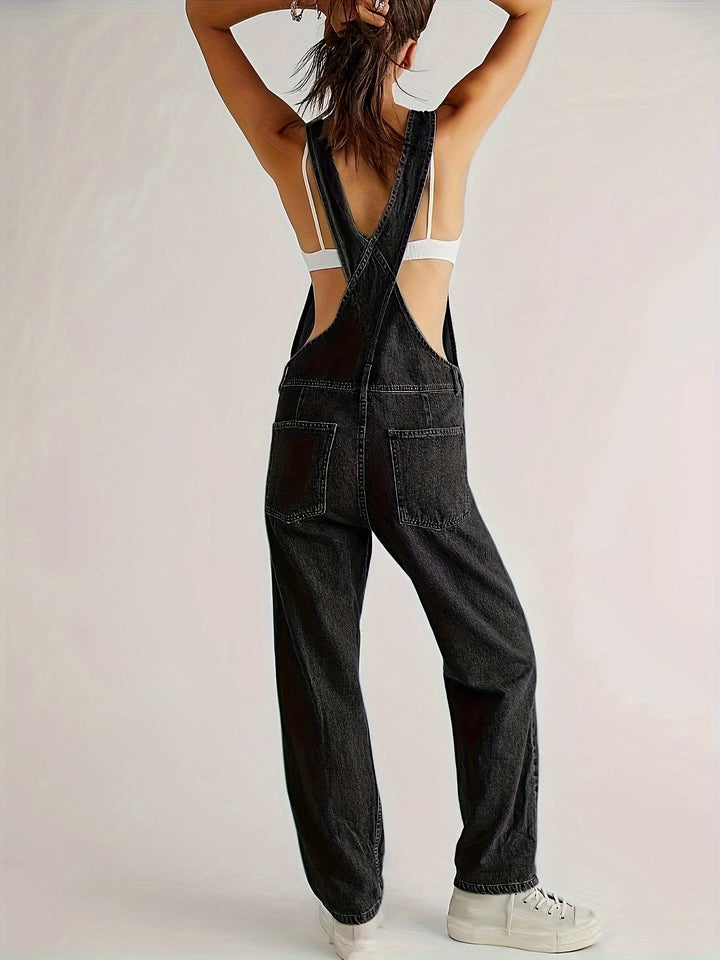 Women's Loose Fit Denim Dungarees Casual & Comfortable Overalls, view 8 - Elena Harper