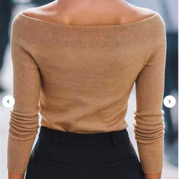 Women's Off-Shoulder Knit Sweater - Soft and Modern