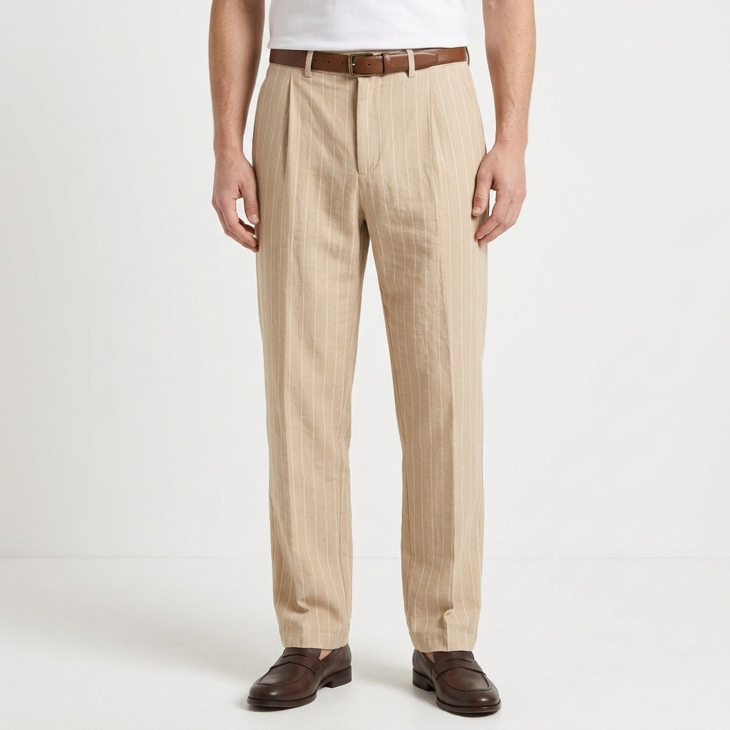 Straight Leg Linen Trousers For Men