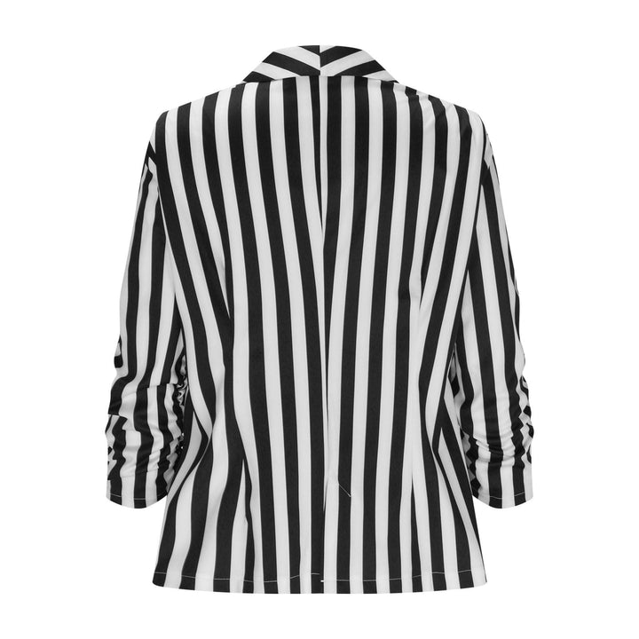 Pelagia Striped Blazer with Single Button Closure, view 2 - Elena Harper