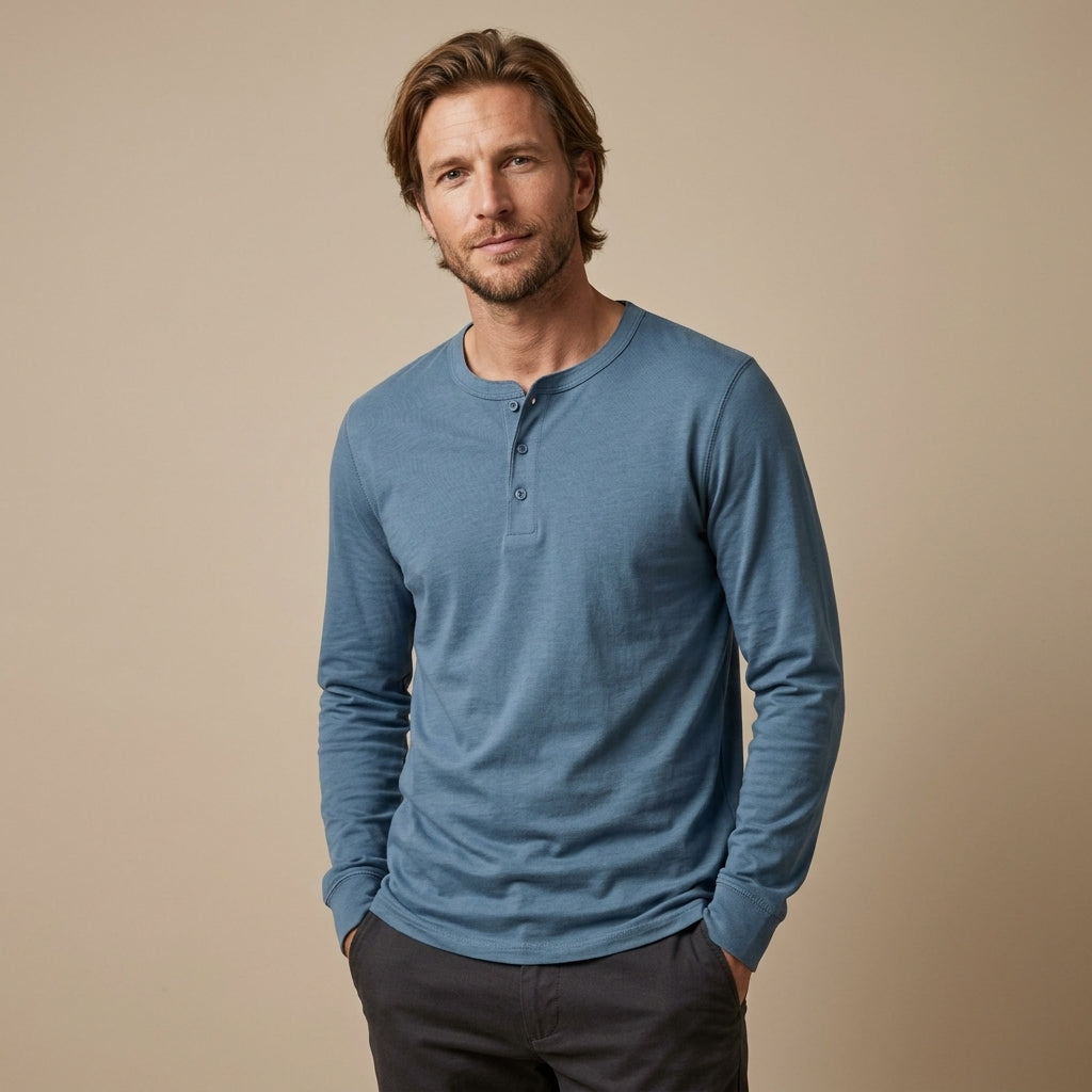 MEN'S LONG SLEEVE HENLEY SHIRT