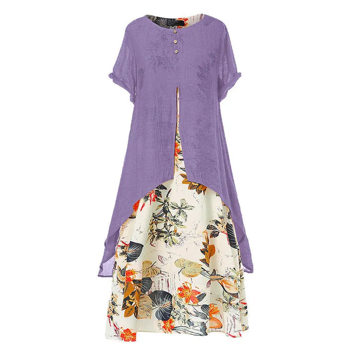 Layered Floral Print Women's Dress