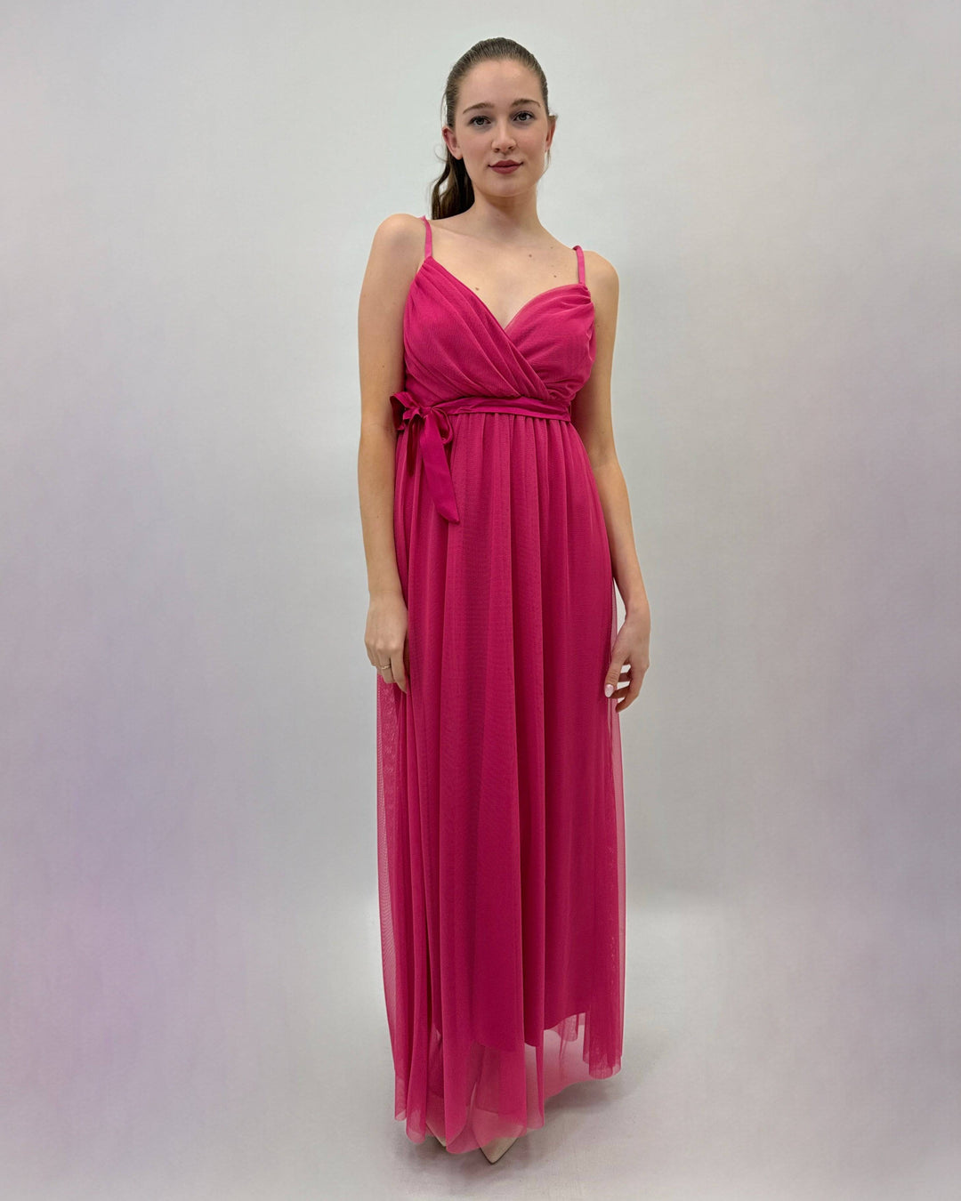 Gisella™ flowing dress by Emma & Rose Cape Town, elegant abiti with soft fabric and stylish design, displayed on a hanger.