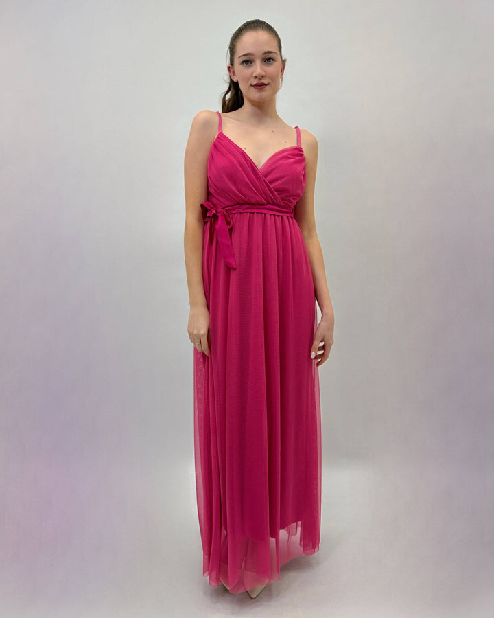 Gisella™ flowing dress by Emma & Rose Cape Town, elegant abiti with soft fabric and stylish design, displayed on a hanger.