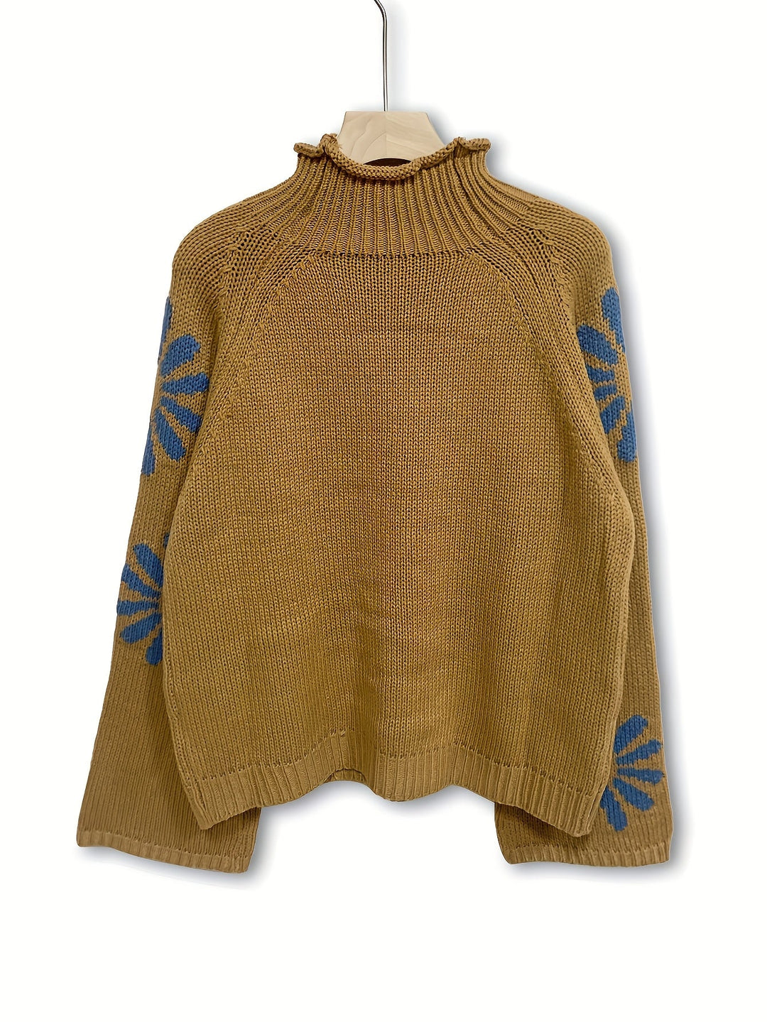 Sienna Blossom-Knit High Neck Sweater, view 3 - Elena Harper