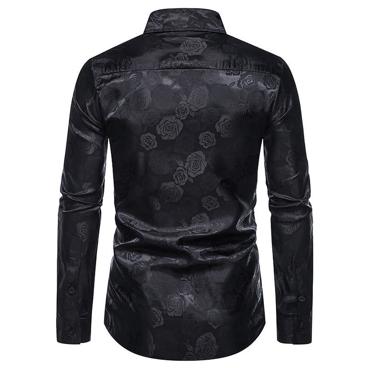 Shiny Shirt with Rose Pattern for Men