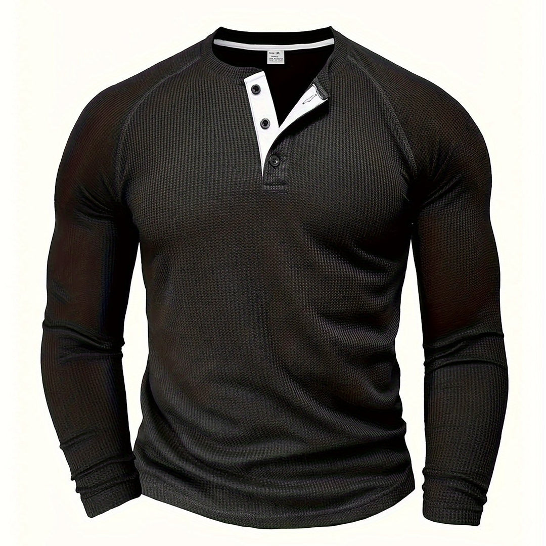 LAURENT MONACO | TEXTURED HENLEY T-SHIRT FOR MEN