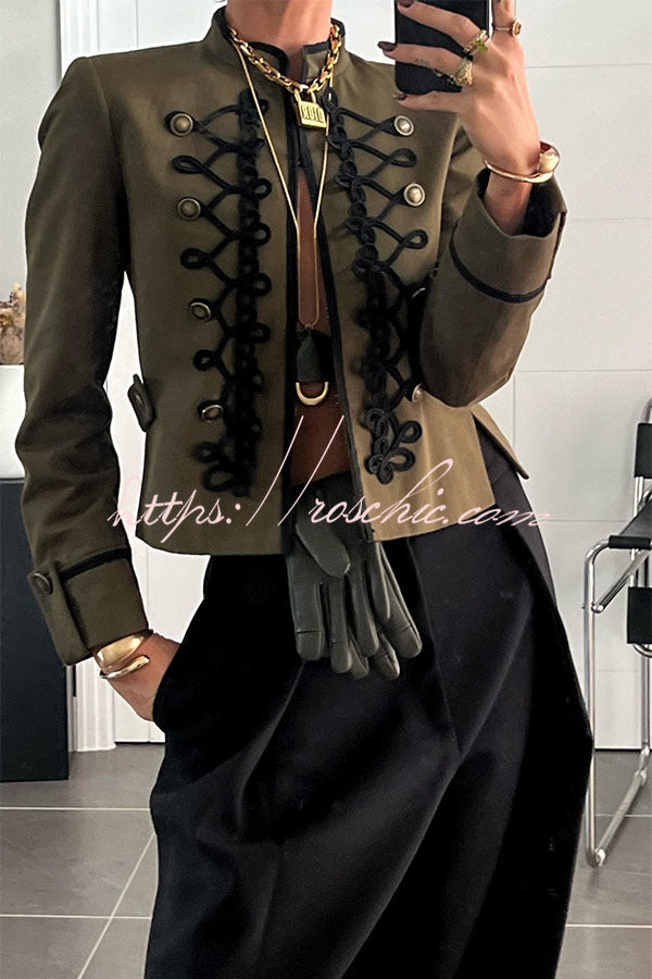 French Romantic Metal Button-down Long Sleeve Napoleon Jacket