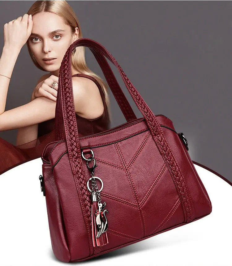 Grace Leather Handbag, view 8 - Elena Harper