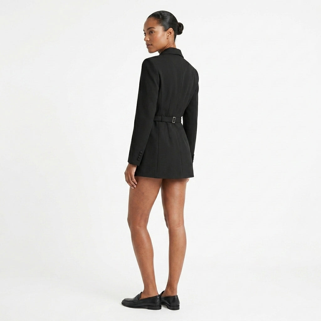 Black Blazer Mini Dress Wedding Guest Party Outfit