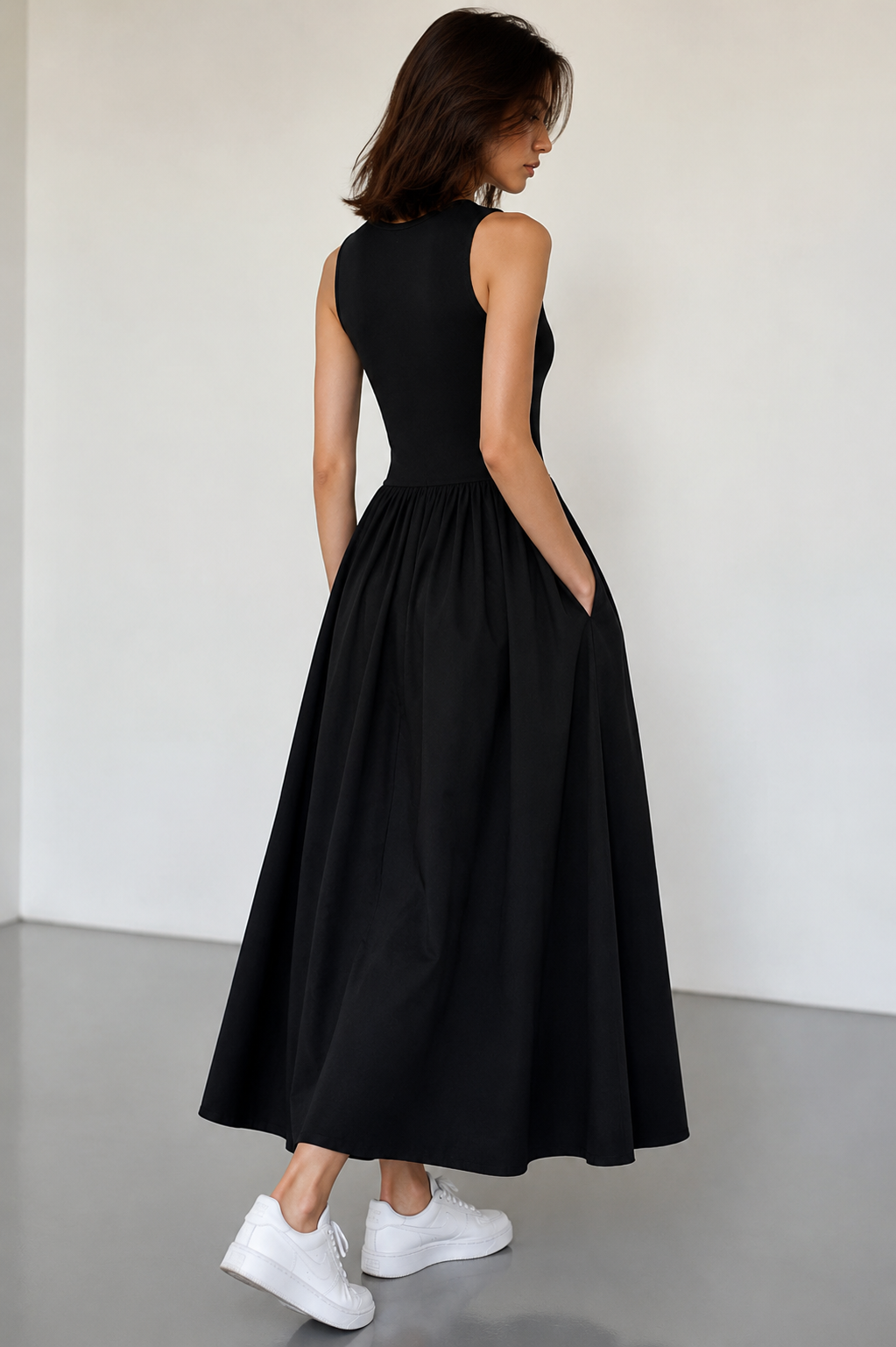 Women's Fitted Maxi Dress – With Belt, Suitable for Spring and Summer