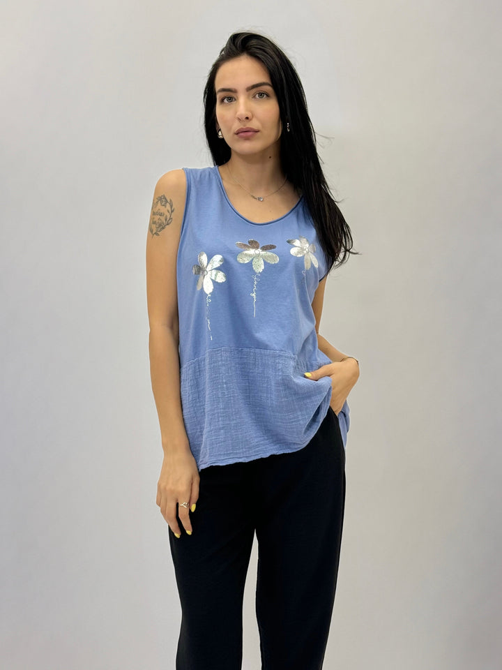 Hester™  |  Sleeveless Top Floral Detail
