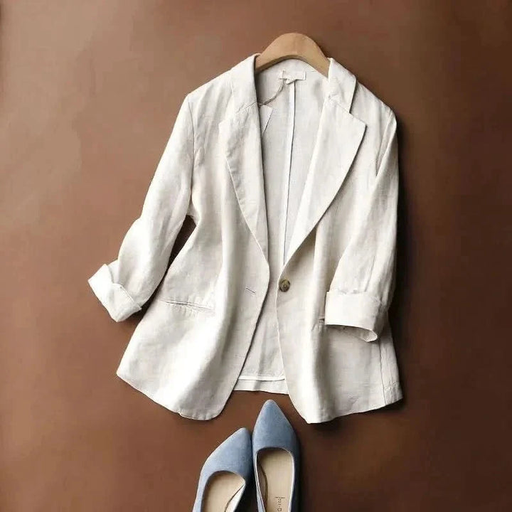 Alena Elegant and Airy Linen Blazer, view 6 - Elena Harper