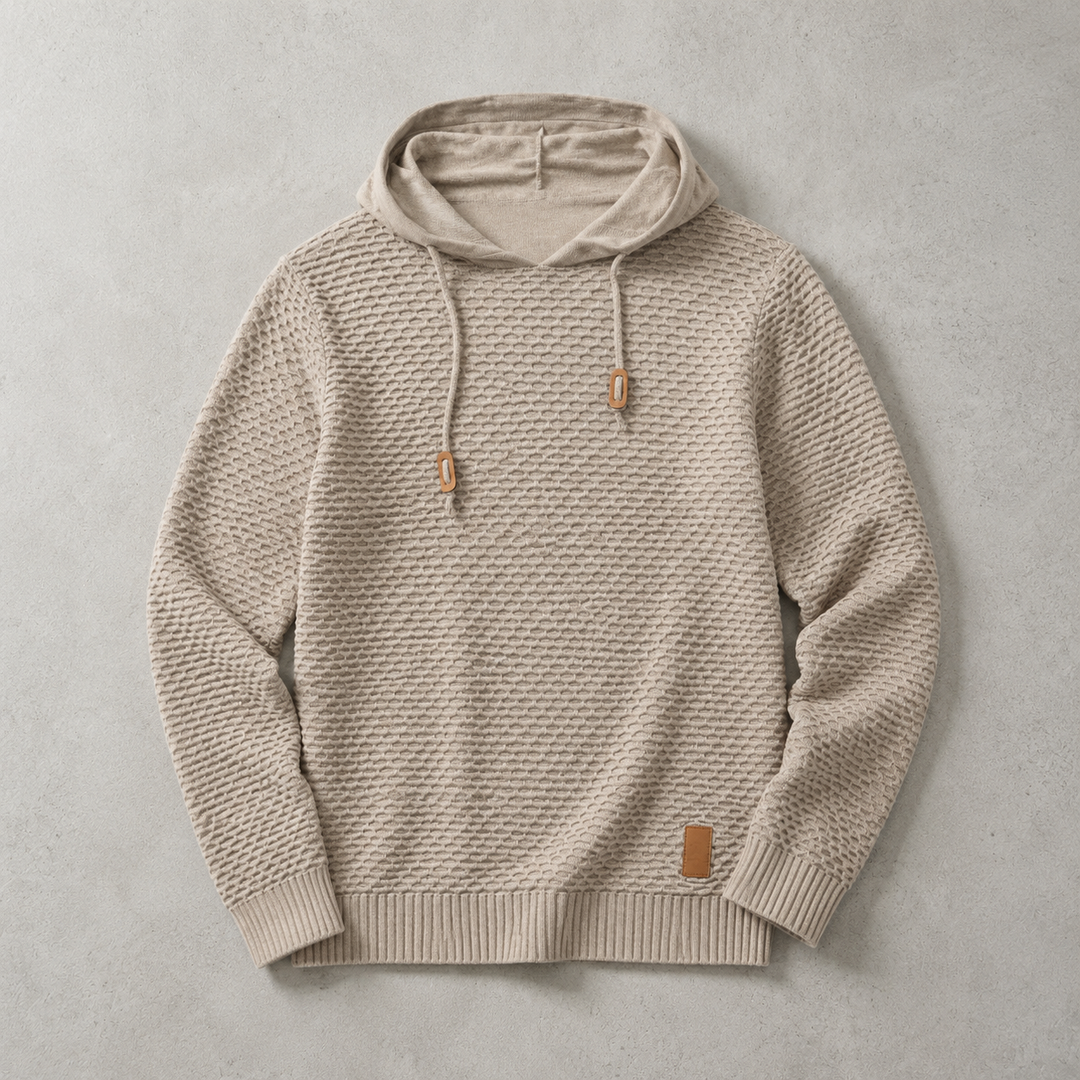 Bormio Basket-Weave Pullover Hoodie, view 7 - Elena Harper