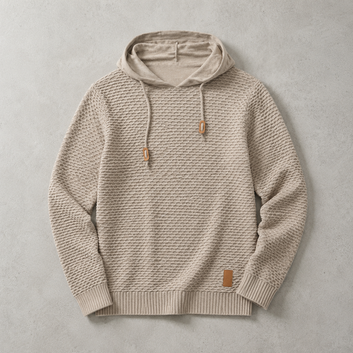 Bormio Basket-Weave Pullover Hoodie, view 7 - Elena Harper