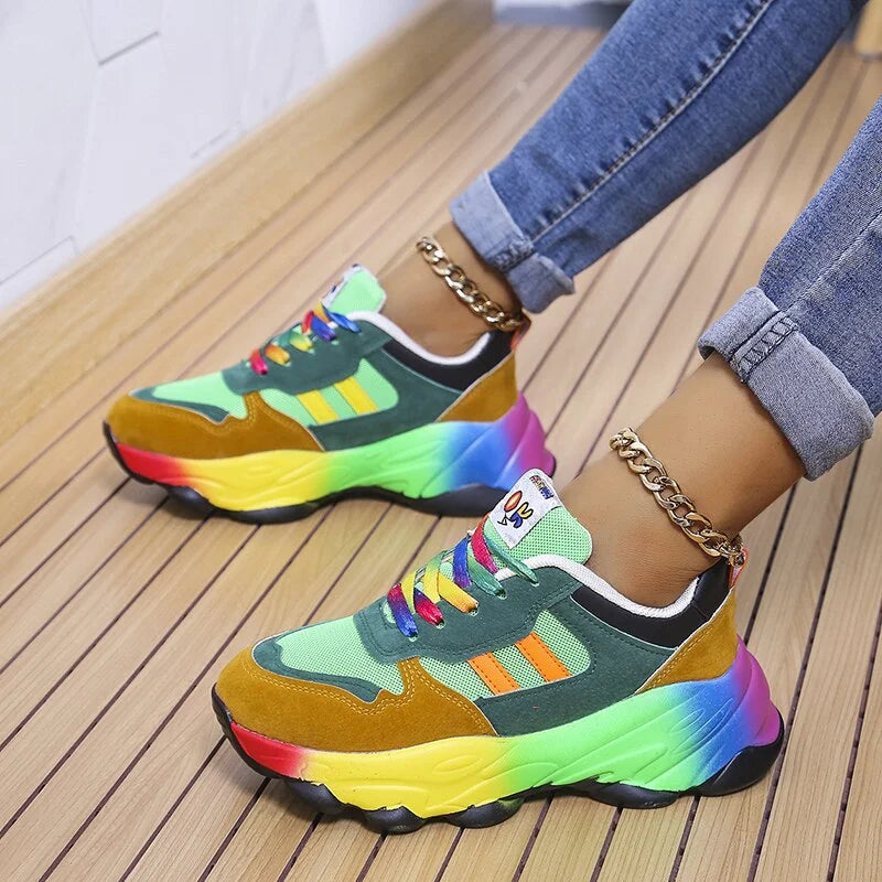 Isabeau - Orthopedic Sneakers - Rainbow Pattern, Absolute Comfort, Women