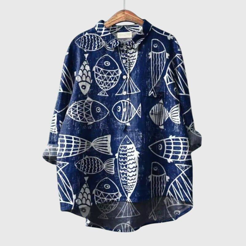 Elegant Lumi™ blouse by Emma & Rose Cape Town, featuring a stylish, flowing design with intricate detailing and a sophisticated fit.