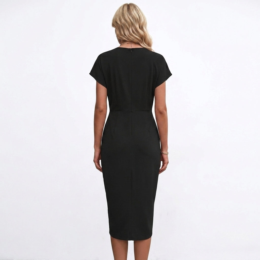 Black Wrap Midi Dress Cocktail