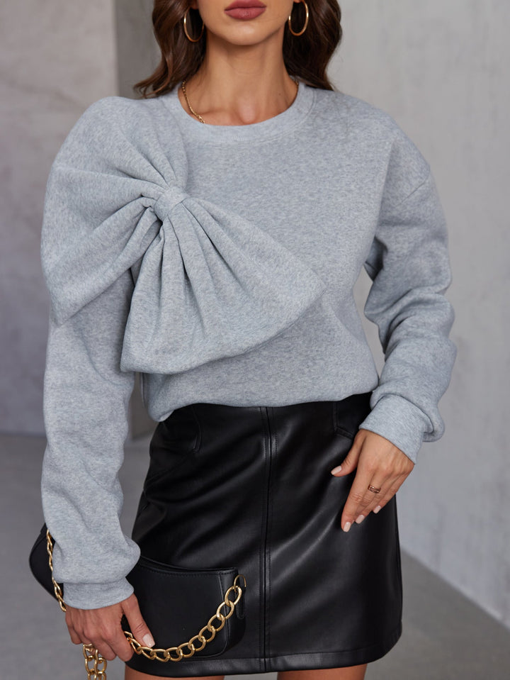 Elegant Knit Sweater for Women with Bow – Soft Long Sleeve Sweater