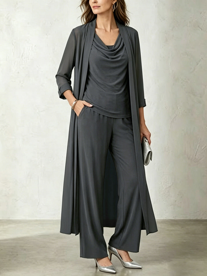 Women's 3-Piece Set: Long Cardigan and Pants