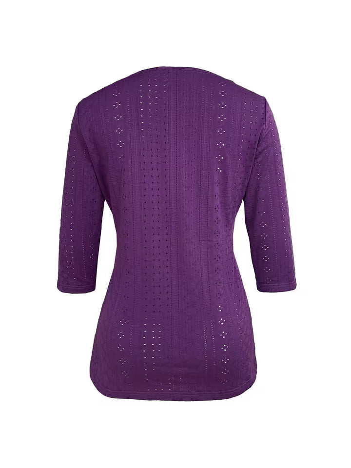 Leyana Top with Contrasting Lace Decoration and Buttons, view 4 - Elena Harper