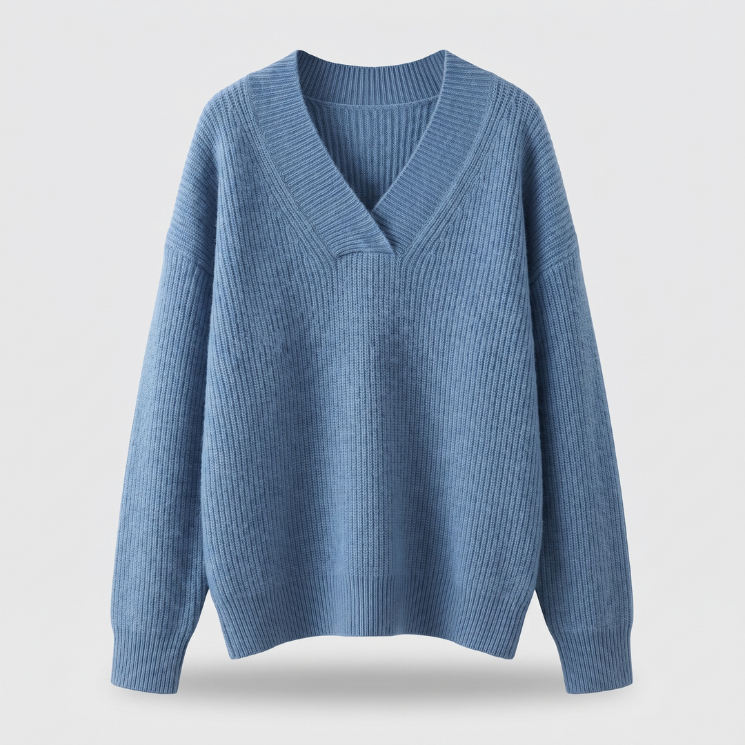 Nora Elegant and Soft Knit Sweater with V-Neck - Elena Harper