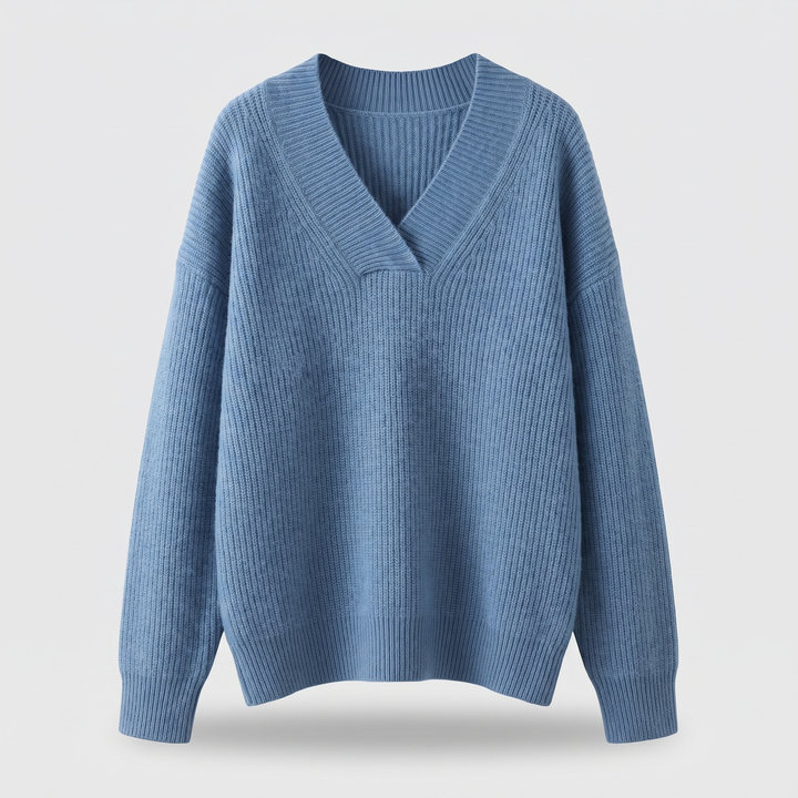 Nora Elegant and Soft Knit Sweater with V-Neck - Elena Harper