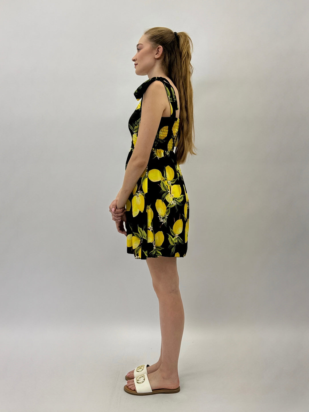 Kirsten™  |  Short Dress Lemon Print