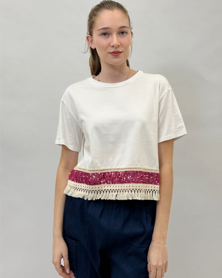 Rina™  |  Sequin Fringe T-shirt