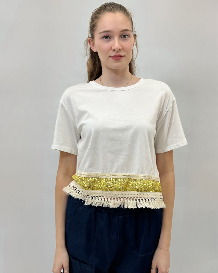 Rina™  |  Sequin Fringe T-shirt