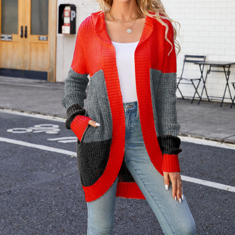 Casual Color Block Cardigan