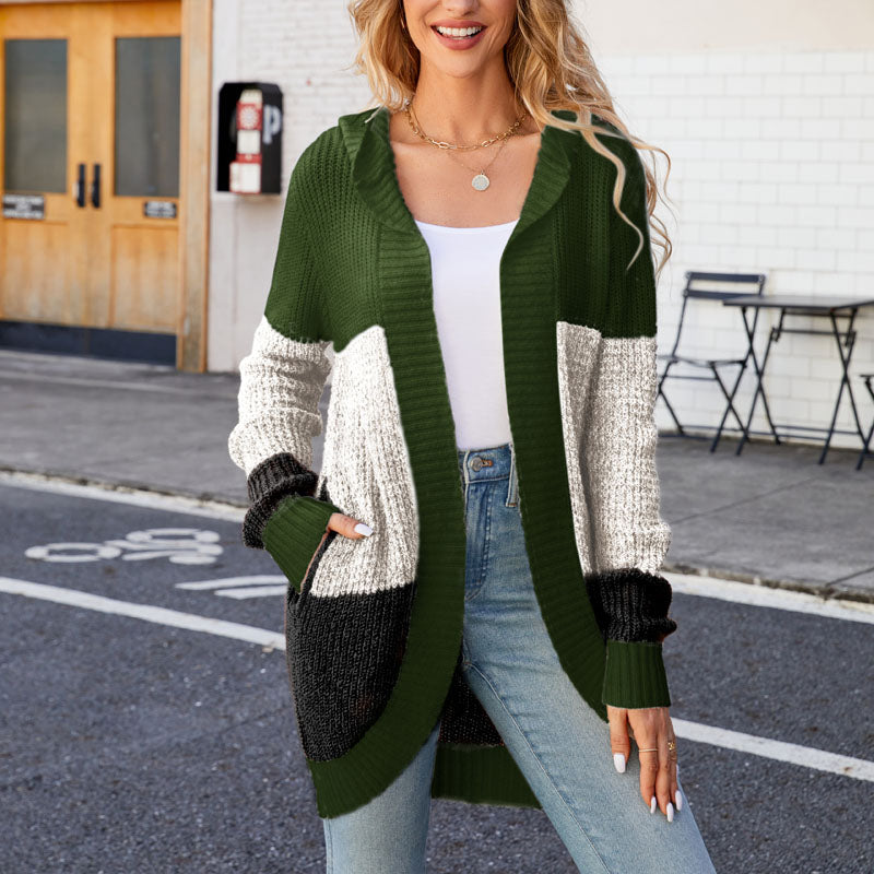 Casual Color Block Cardigan