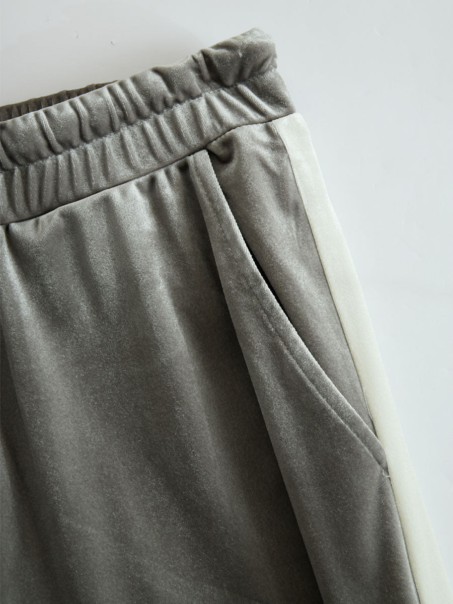 V-neck Hooded Sleeveless Top And Pants Velvet Set, view 7 - Elena Harper