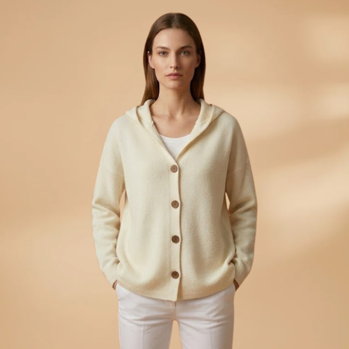 Women's Cardigan with Hood and Button Closure
