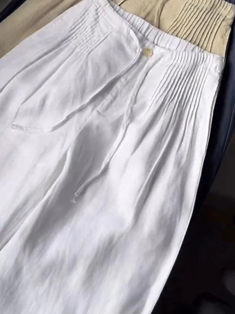 Ladies Wide-Leg High-Waist Trousers with Tunnel Band, view 8 - Elena Harper