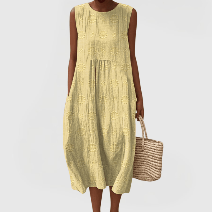 Emma & Rose Cape Town Teresa™ elegant dress showing stylish pockets and fabric detail.