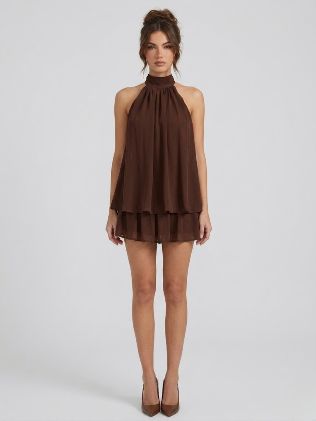 Short Women's Dress Backless Halter Neck – Ruffled Summer Dress