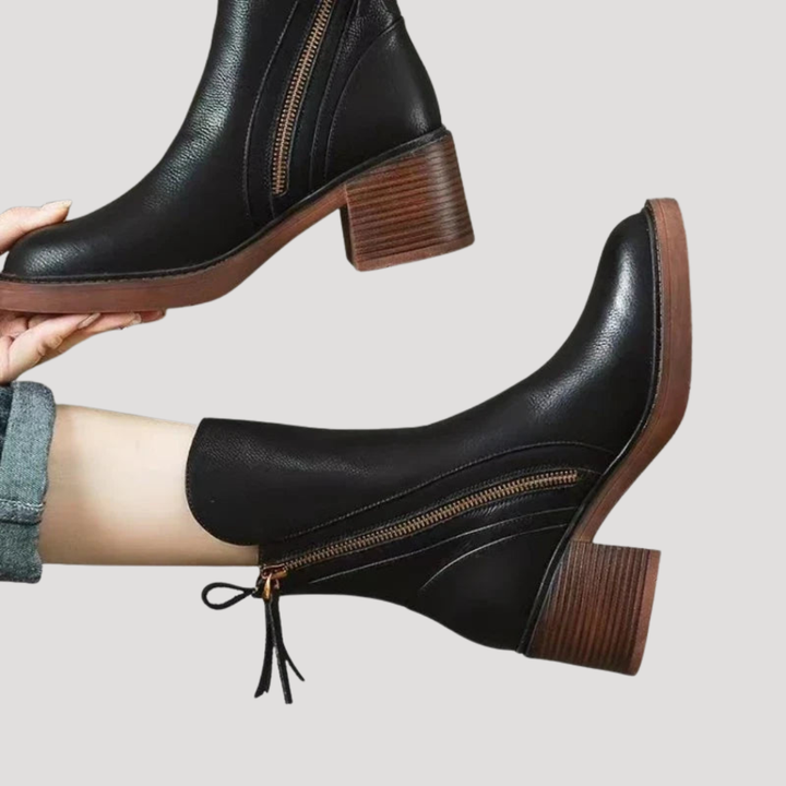 Women’s Block Heel Side Zip Ankle Boots