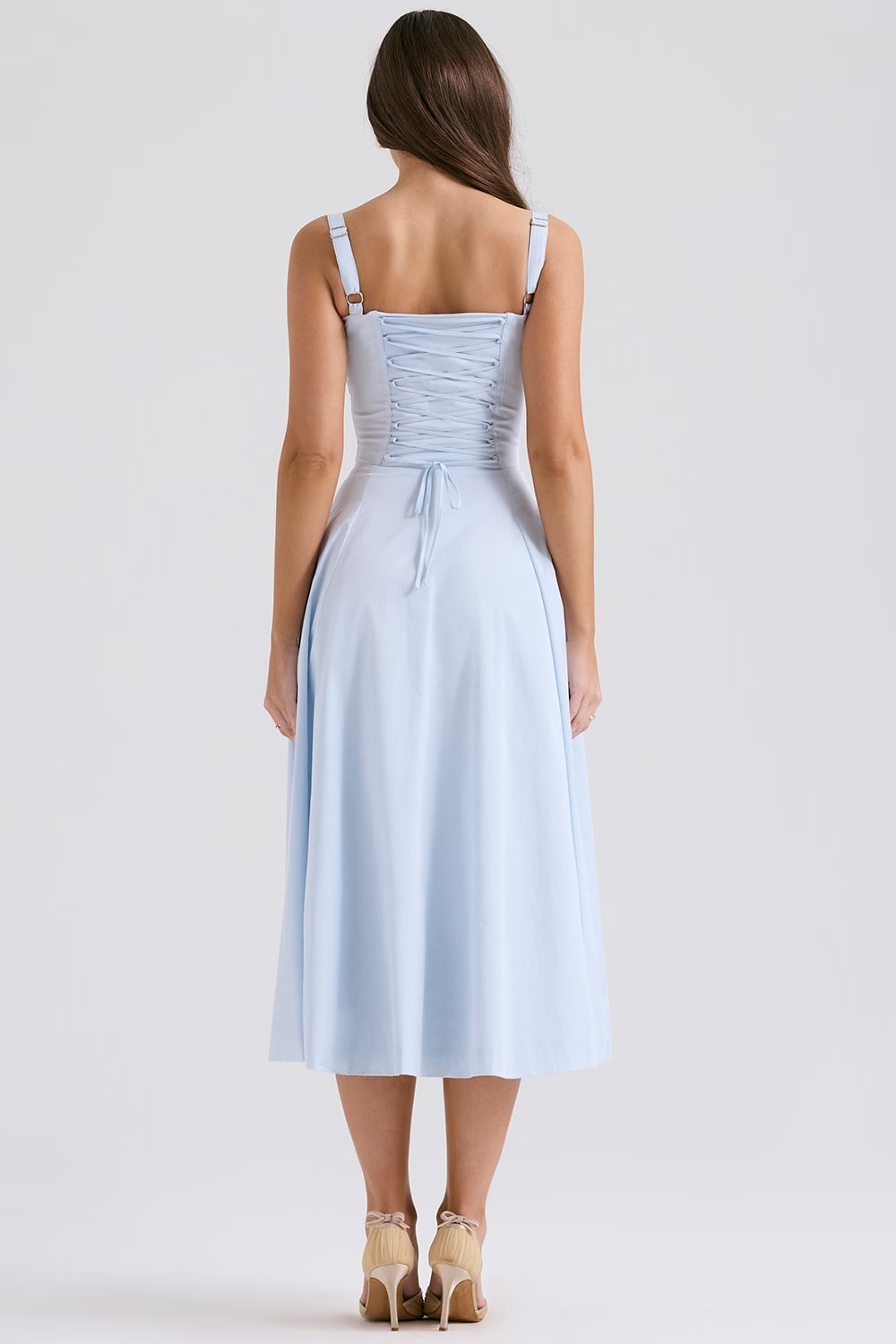Women's Lace-Up Corset Midi Dress for Elegant Style