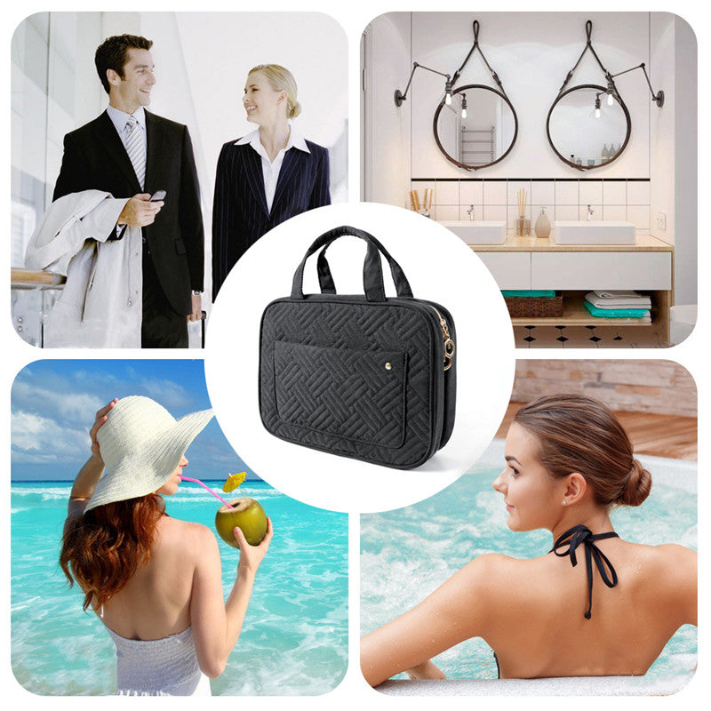 Travelique Travel Cosmetics Organizer | Compact and Waterproof | With 4 Compartments and 360° Hook | For Women and Men
