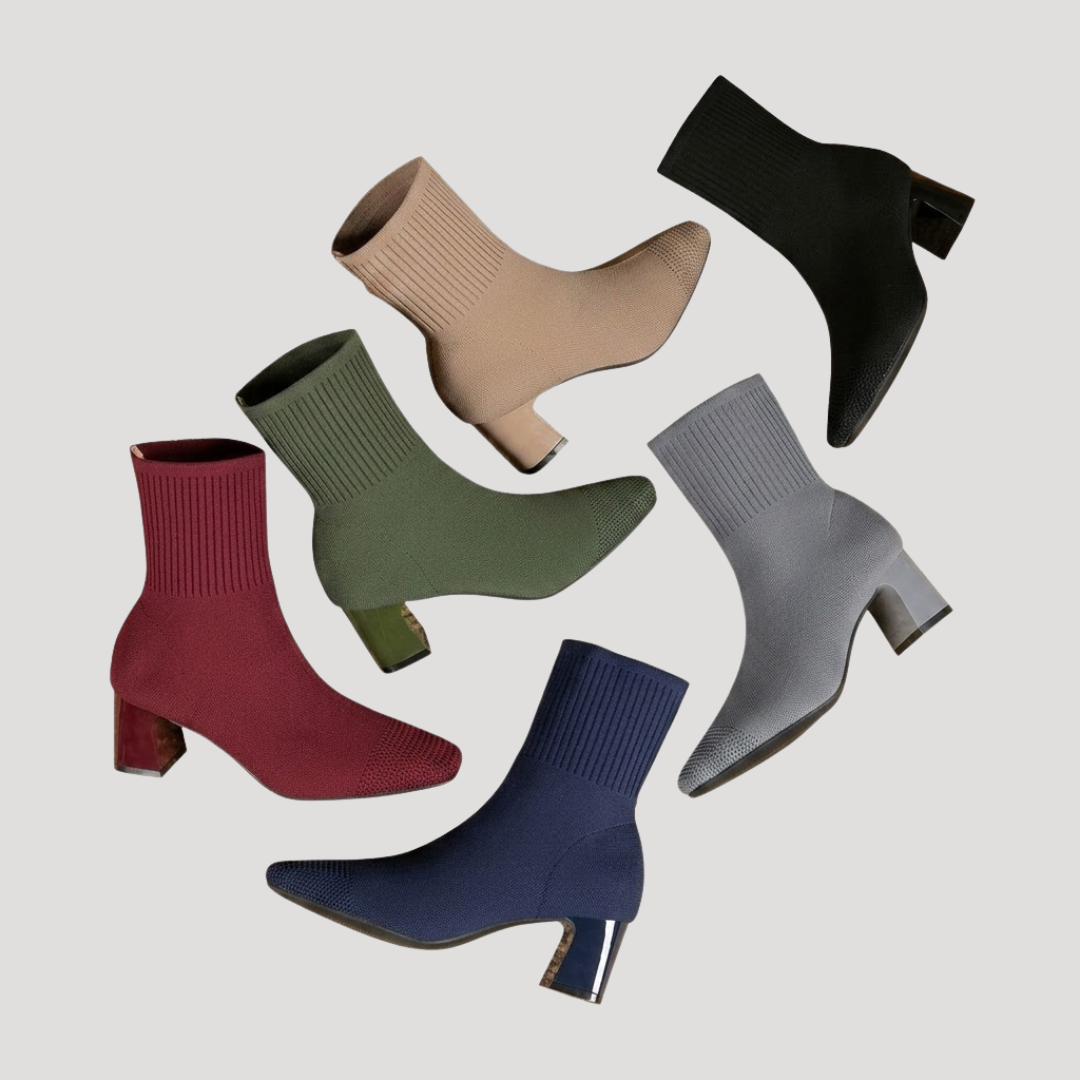 Women's Knit Ankle Boots with Block Heel